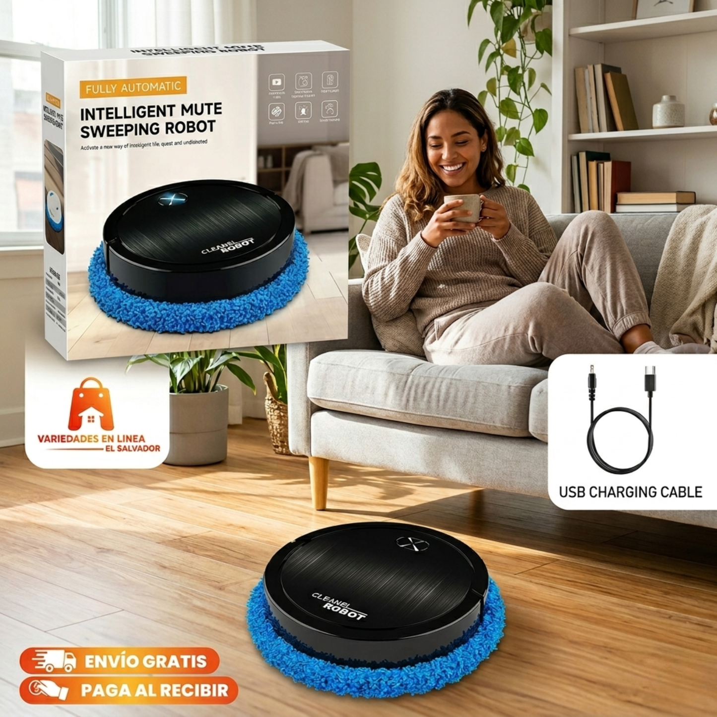 RoboMop Pro™ – Robot Trapeador Inteligente - Limpia Mientras Descansas